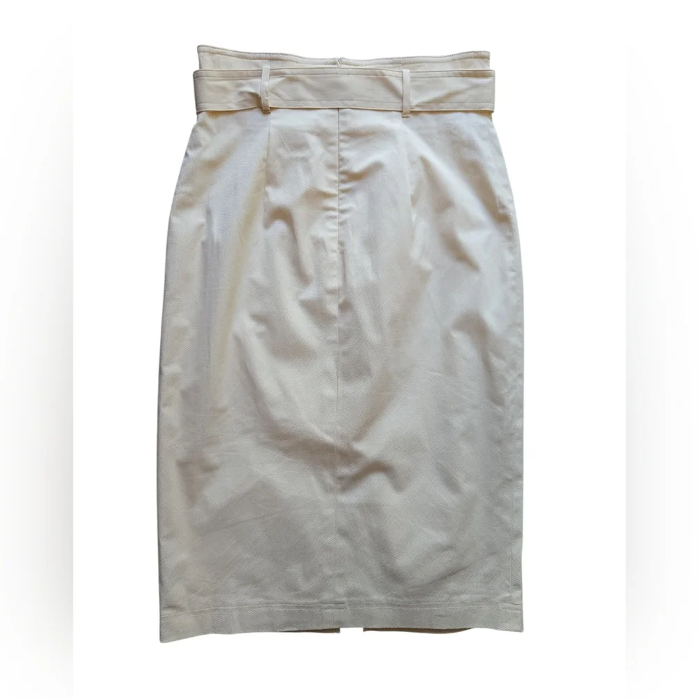 Antonio Melani High-Waist Belted Pencil Midi‎ Skirt Beige ~Small
